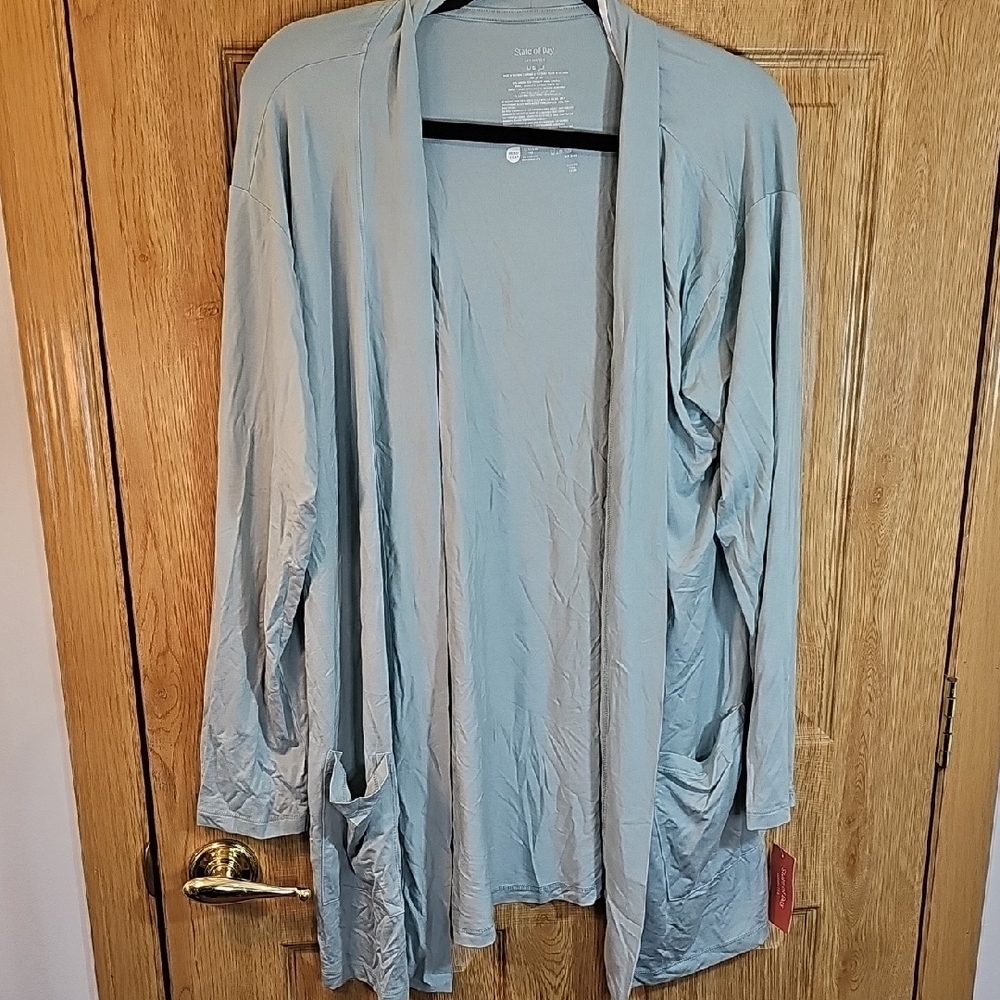 Elegant Open Front Cardigan in Soft Blue
